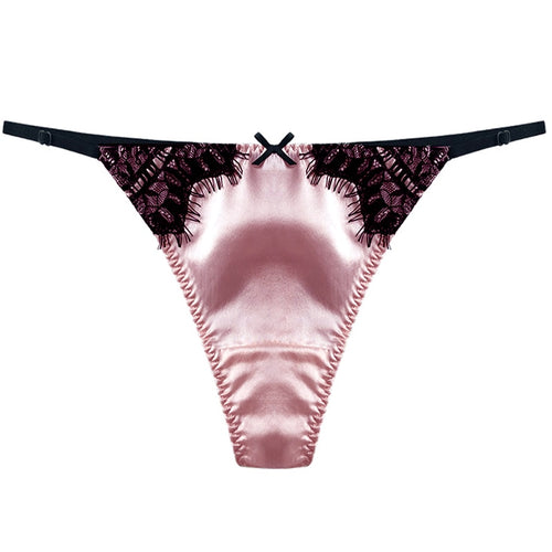 Women's Thong For Sex Silk Panties Female Underwear Seamless Lace Lingerie Low-Rise Ladies Underpants Sex G-string Thong