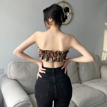 Load image into Gallery viewer, Women&#39;s Tube Vintage Tube Top Women Rose Printed Tanks Top Sexy Cami Crops Women Clothing Off Shoulder Embroidery Cropped