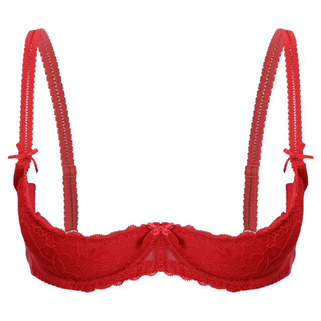 Women's Underwear Sexy Exotic Bra Lace Lingerie Adjustable Spaghetti Shoulder Straps Open Cups Bra Push Up Underwire Bra Tops