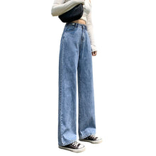 Load image into Gallery viewer, Women&#39;s Wide-Leg Jeans Summer 2021 New Spring And Autumn Small High Waist Slimming And Straight Loose Drooping Mop Pants Denim