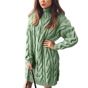 Women's Winter Soild Cotton Knited Sli Fit Pullover Sweaters Female High Collar Long Sleeve Autunm Long Sweaters Plus Size 3XL