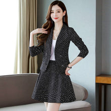 Load image into Gallery viewer, Women&#39;s Woolen Suit Winter New Style Suit Jacket + Skirt Suit Two-piece Suit Blue White Female Woolen Sets