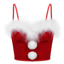 Load image into Gallery viewer, Women&#39;s Xmas Underwired Bra Crop Top with Miniskirt Sexy Christmas Costumes Sexy Santa Claus Costume Holidays Cosplay Costumes