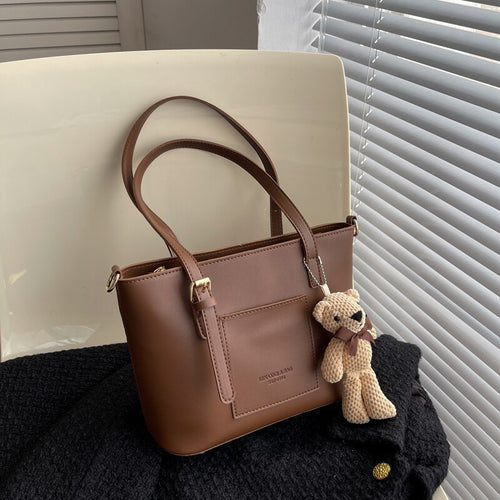 Women's casual shoulder bag Color contrast women's big bag Fashion handbag Leather women's bag Shopping bag Zipper women's bag