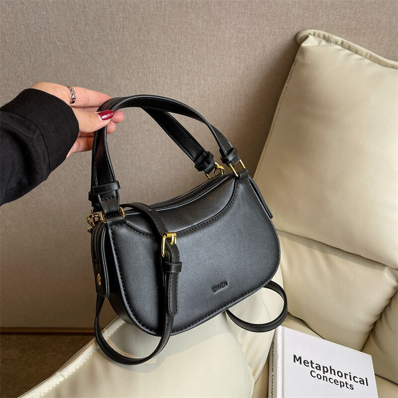 Women's fashion small handbag casual shoulder bag mini messenger bag mobile bag purse zipper leather women's bag