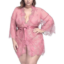 Load image into Gallery viewer, Women&#39;s robe Lace Nightie Bath Robe Hollow See-through Sleepwear Lingerie Terry robe Hot Erotic Kimono bathrobe Femme Home Suit