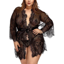 Load image into Gallery viewer, Women&#39;s robe Lace Nightie Bath Robe Hollow See-through Sleepwear Lingerie Terry robe Hot Erotic Kimono bathrobe Femme Home Suit