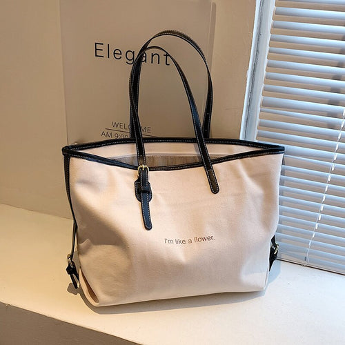Women's single shoulder bag Canvas women's bag Leisure large bag Daily shopping bag Shoulder bag Women's bag Zipper women's bag