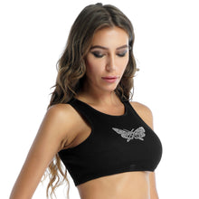 Load image into Gallery viewer, Womens Fashion Ribbed Crop Tops Waistcoat Stylish Sparkly Rhinestone Butterfly Cropped Vest Tank Top Pole Dance Rave Clubwear