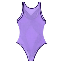 Load image into Gallery viewer, Womens Hot Wetlook Bodycon Swimwear See-through Mesh Patchwork Sexy Bodysuit Swimsuit Cross Front Hollow Out Bikini Beachwear