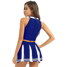 Load image into Gallery viewer, Womens Japanese Schoolgirl Cosplay Halloween Costume Cheerleading Cheerleader Uniform Girl Sexy Lingerie Crop Top Mini Skirt