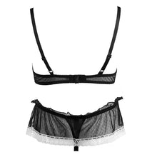 Load image into Gallery viewer, Womens Lace Lingerie Set Night Underwear Unlined Open Cup Hot Sexy Bra with Low Waist G-string Thong Panties Erotic Sexy Suit