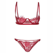 Load image into Gallery viewer, Womens Ladies Sexy Lingerie Erotic Sexy Suit Erotic Transparent Bra Set Underwired Bra with G-string Panties Sexy Costumes