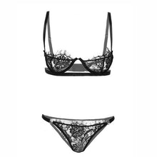 Load image into Gallery viewer, Womens Ladies Sexy Lingerie Erotic Sexy Suit Erotic Transparent Bra Set Underwired Bra with G-string Panties Sexy Costumes