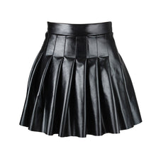 Load image into Gallery viewer, Womens Leather Mini Skirts High Waist Pleated A-Line Circle Skirt Rave Dance Bottoms Sexy Clubwear Fashion Skirts 2021 New
