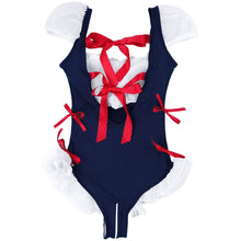 Load image into Gallery viewer, Womens Lingerie Sex Maid Cosplay Costume Bowknot Ruffle Sexy Role Play Fancy Dress Ball Puff Sleeve Pleated Bodysuit Nightwear