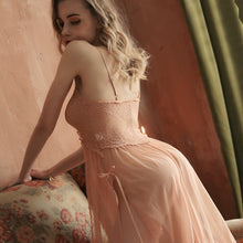 Load image into Gallery viewer, Womens Nightgown Sleepwear Long Split Mesh Perspective Home Clothes Hot Lace Nightdress Sexy Lingerie Babydoll Robe Underwear