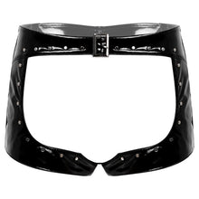 Load image into Gallery viewer, Womens Pole Dance Costumes Cutout Front Patent Leather Boxer Brief Boyshorts Rivet Wet Look Boxers Shorts Hollow Out Hot Pants