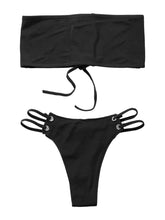 Load image into Gallery viewer, Womens Sexy Beachwear Swimsuit Lace-up Strapless Corset Crop Tops Elastic Waist Briefs Underpants Wetlook Bikini Bathing Suits