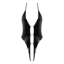 Load image into Gallery viewer, Womens Sexy Black PVC Hollow Out Faux Leather Latex Catsuit Erotic Bodycon Bodysuit Crotchless Teddy Lingerie Wetlook Club Wear