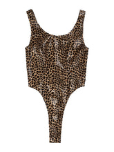 Load image into Gallery viewer, Womens Sexy Leotard Bodysuit Wet Look Lingerie Jumpsuit Sleeveless High Cut Skinny Leopard Print Patent Leather Bodycon Catsuit