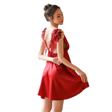 Load image into Gallery viewer, Womens Sleepwear Silk Lingere Backless Night Dress  Sexy Hot Erotic Satin Lingerie Nightgown Deep V Vintage Fashion With Wings