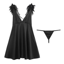 Load image into Gallery viewer, Womens Sleepwear Silk Lingere Backless Night Dress  Sexy Hot Erotic Satin Lingerie Nightgown Deep V Vintage Fashion With Wings