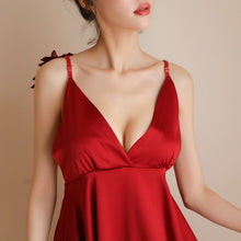 Load image into Gallery viewer, Womens Sleepwear Silk Lingere Backless Night Dress  Sexy Hot Erotic Satin Lingerie Nightgown Deep V Vintage Fashion With Wings