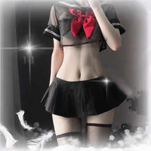 Load image into Gallery viewer, Womens Student Uniform with Front Tie Plaid Mini Skirt Red Exotic Costumes Role Play Sexy Keyhole School Girls Lingerie