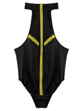 Load image into Gallery viewer, Womens Wet Look Hot One-piece Leotard Jumpsuit Zipper Front Sleeveless Bodycon Catsuit Sexy Teddies Bodysuit For Nightclub Party