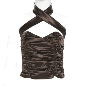 Y2K 2022 Summer Sexy Halter Cutou Bottoming Tube Top Corset  Black Tank Tops Cropped Casual Party Women&#39;s Clothing Tshirt Tees