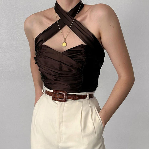 Y2K 2022 Summer Sexy Halter Cutou Bottoming Tube Top Corset  Black Tank Tops Cropped Casual Party Women's Clothing Tshirt Tees