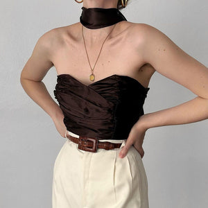 Y2K 2022 Summer Sexy Halter Cutou Bottoming Tube Top Corset  Black Tank Tops Cropped Casual Party Women&#39;s Clothing Tshirt Tees