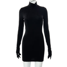 Load image into Gallery viewer, Y2K Elegant Red Long Sleeve with Gloves Solid Mini Dress Autumn Birthday Party Club Women&#39;s Bodycon Dresses Outfits
