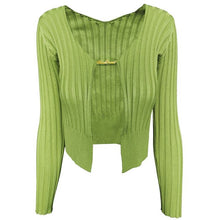 Load image into Gallery viewer, Y2K Fashion 2022 Spring Fall Corset Top Knit Bodycon Sexy Cardigan T-Shirt Long Sleeves  For Women&#39;s Clothing Tshirt Streetwear