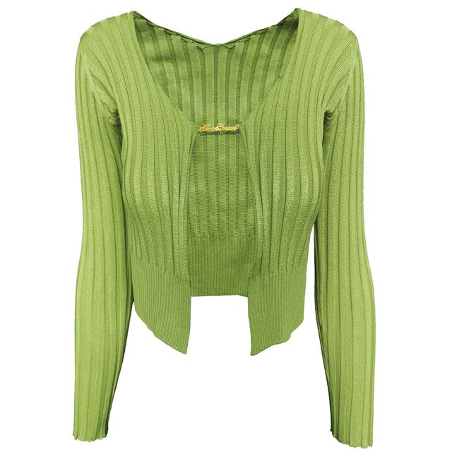 Y2K Fashion 2022 Spring Fall Corset Top Knit Bodycon Sexy Cardigan T-Shirt Long Sleeves  For Women's Clothing Tshirt Streetwear