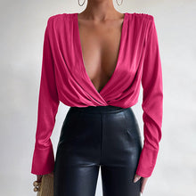 Load image into Gallery viewer, Y2K Fashion 2022 Spring Fall Elegant Black Long Sleeve Bodysuit Women Basic Tops Skinny Rompers High Rise Bodysuits Club Party