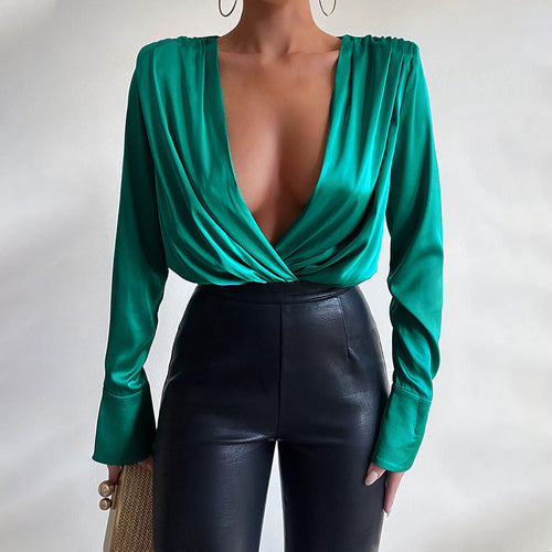 Y2K Fashion 2022 Spring Fall Elegant Black Long Sleeve Bodysuit Women Basic Tops Skinny Rompers High Rise Bodysuits Club Party