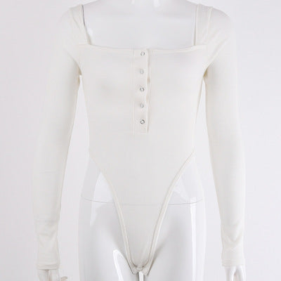Y2K Fashion 2022 Spring Fall Elegant Black Long Sleeves Bodysuit Women Basic Tops Skinny Rompers High Rise Bodysuits Club Party