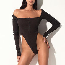 Load image into Gallery viewer, Y2K Fashion 2022 Spring Fall Elegant Black Long Sleeves Bodysuit Women Basic Tops Skinny Rompers High Rise Bodysuits Club Party