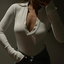 Load image into Gallery viewer, Y2K Fashion 2022 Spring Fall Elegant Black Long Sleeves Bodysuit Women Basic Tops Skinny Rompers High Rise Bodysuits Club Party