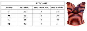 Y2K Fashion 2022 Summer Knitted Sexy Strapless Sweaters Crop Tops Striped Tshirt Women Backless Tanks Tees Streetwear T-Shirt