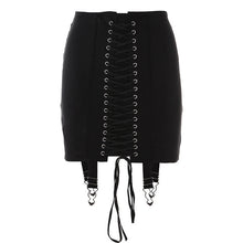 Load image into Gallery viewer, Y2K Vintage Mini Skirt Women&#39;s Punk Collage Summer High Waist Skirt Bodycon Eyelet Lace Up Aesthetic Sexy Skirt