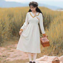 Load image into Gallery viewer, Y2K Women&#39;s Clothing 2021 Retro Sweet Blue Dress Female Elegant Cute Long Sleeve Irregular Doll Collar Design Chic Dress Vestido