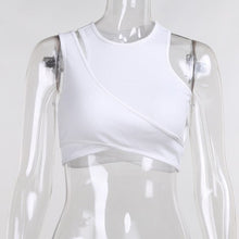Load image into Gallery viewer, Y2k Hollow Out O Neck Asymmetric Crop Top Two Piece Vest Solid Sleeveless Ribbed Sexy Streetwear Summer Clothes for Women Casual