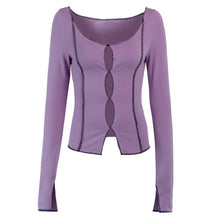 Load image into Gallery viewer, Y2k Vintage Sexy Hollow Out Slash Neck T-shirt Gothic Harajuku Punk Bodycon Stitch Basic Tops 2022 Summer New Streetwear