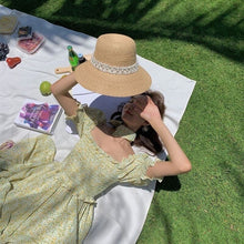 Load image into Gallery viewer, Yellow Floral Elegant Dress Women Puff Sleeve Retro Casual Beach Party Dresses Korean Style Bule Print Summer Light Dresses 2021