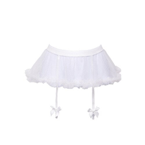 Young Girl Sexy Kawaii Lingerie Garter with Bow Sweet Puff Skirt Garter Clip Women Wedding Garter Belt for Stockings