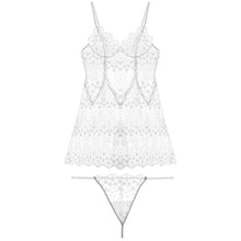 Load image into Gallery viewer, Young Women Sleepwear Pure White Embroidery Floral Nightgowns Female Temptation Strap Dress Lace Gauze Sexy Hollow Out Nightgown
