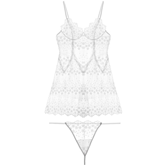 Young Women Sleepwear Pure White Embroidery Floral Nightgowns Female Temptation Strap Dress Lace Gauze Sexy Hollow Out Nightgown